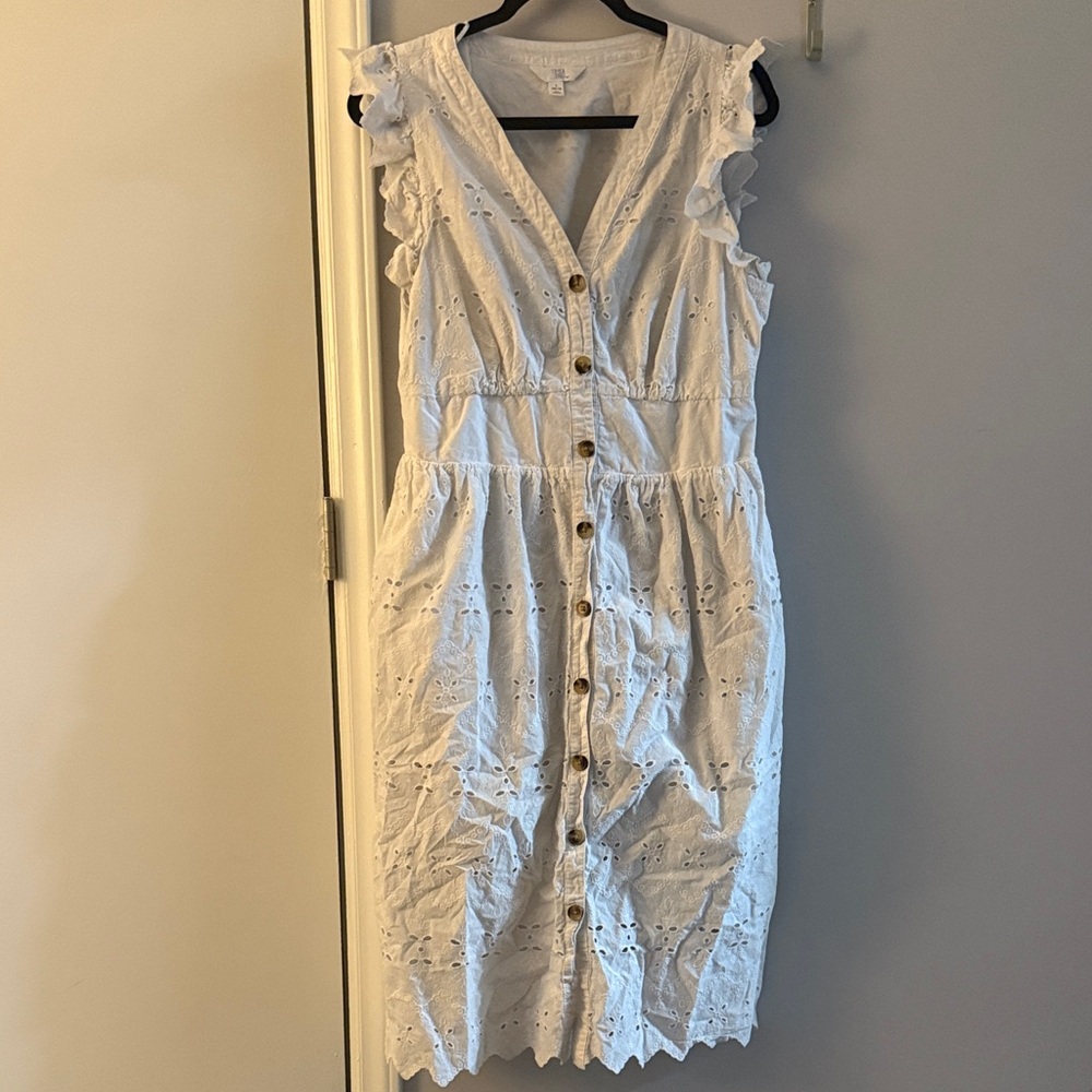 Time and Tru White Eyelet Midi Dress